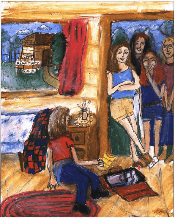 Rhia's Renaissance girls on a cabin