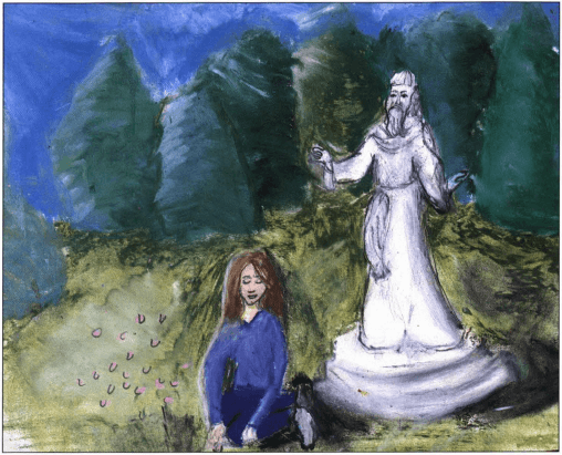 Rhia's Renaissance girl and a statue