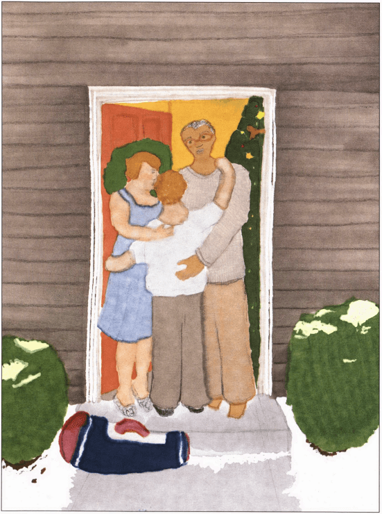 The Vagabond hugging parents
