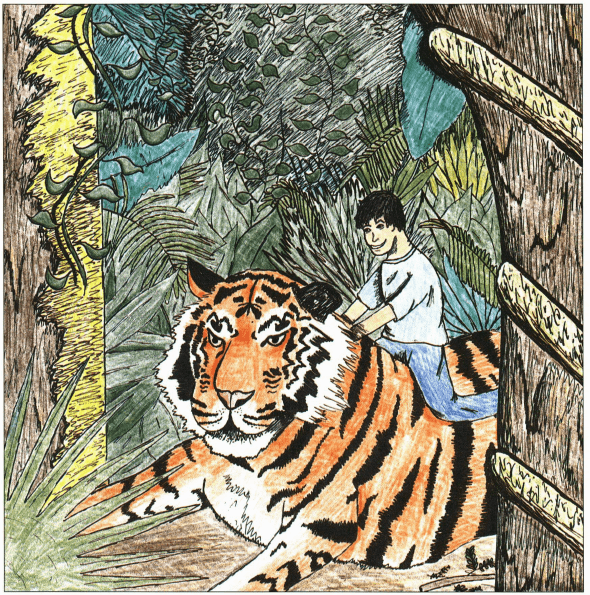 Tiger, Tiger boy riding a tiger