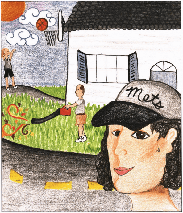 In the Land of the Basketball Hoops looking at girl playing basketball