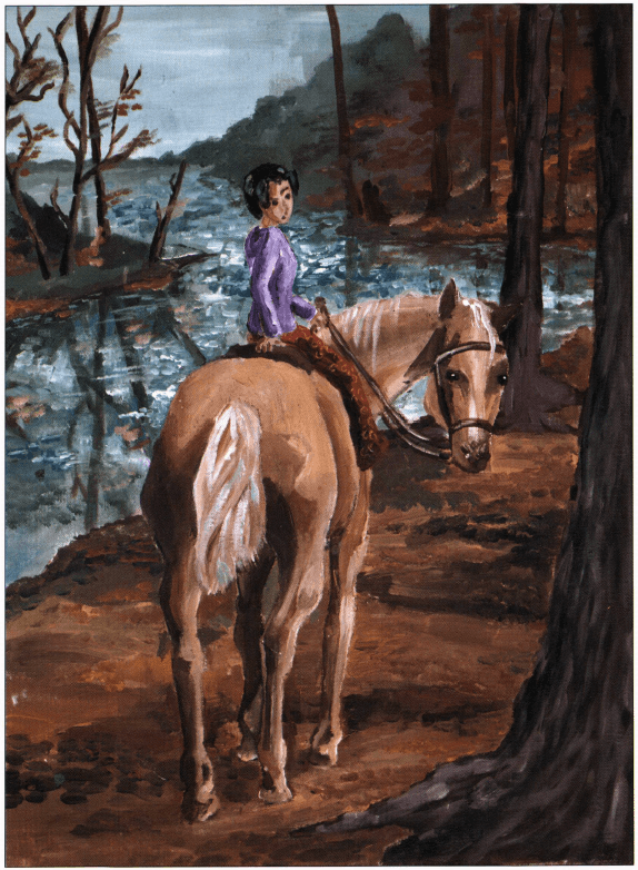 Baby girl riding a horse