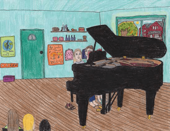 Speak playing the piano