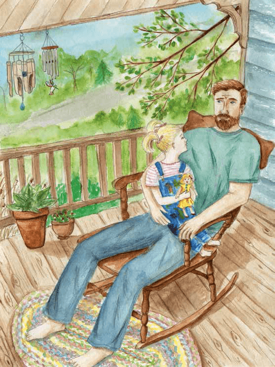 Yellow Rose father and daughter in a chair