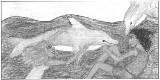 Hawaiian Hurricane two girls and dolphins