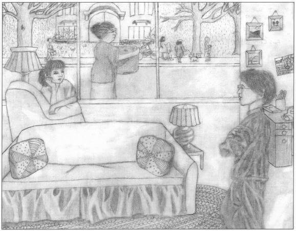 Carrying Heart's Roses in the living room