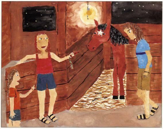 Flaming Sunset inside the barn
