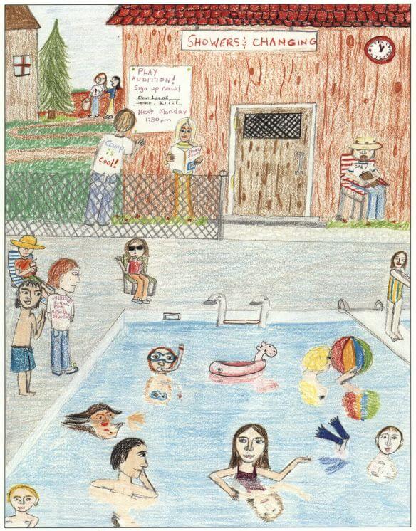 Nicely Johnson and Caylan swimming pool