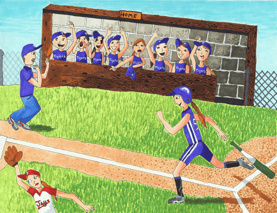 Softball girls playing softball