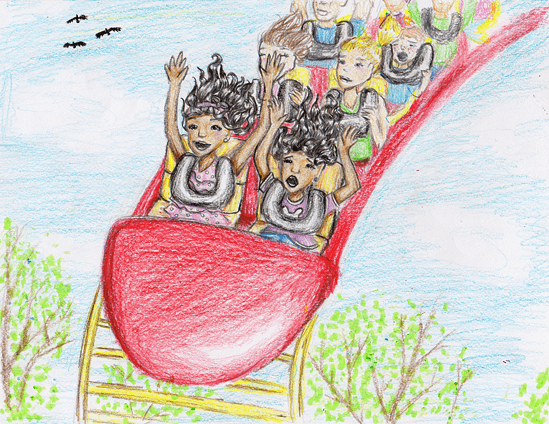 The Track of Fear riding a roller coaster
