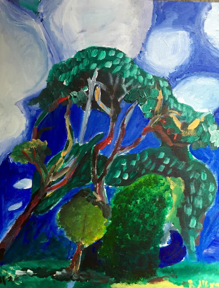 trees and clouds