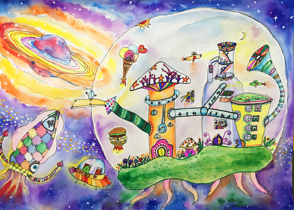 Sky City watercolor