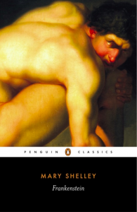 Book cover for Frankenstein by Mary Shelley