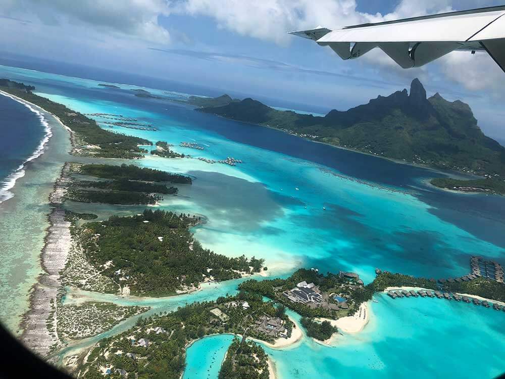 An aerial photograph of a tropical landscape.