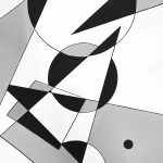 An acrylic painting of geometrical shapes.