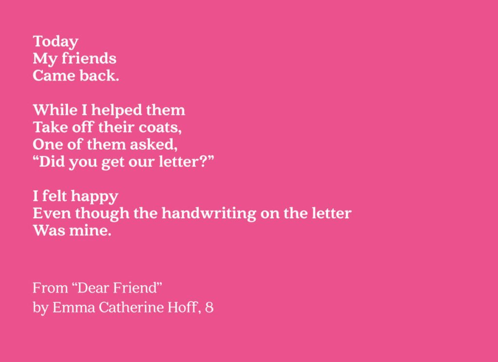 Poem "Dear Friend" by Emma Catherine Hoff, 8