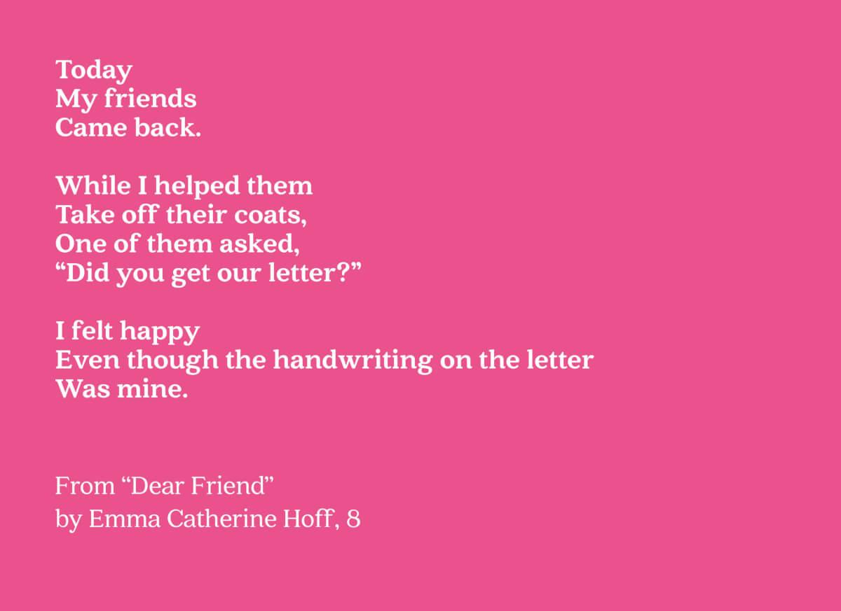 Poem "Dear Friend" by Emma Catherine Hoff, 8