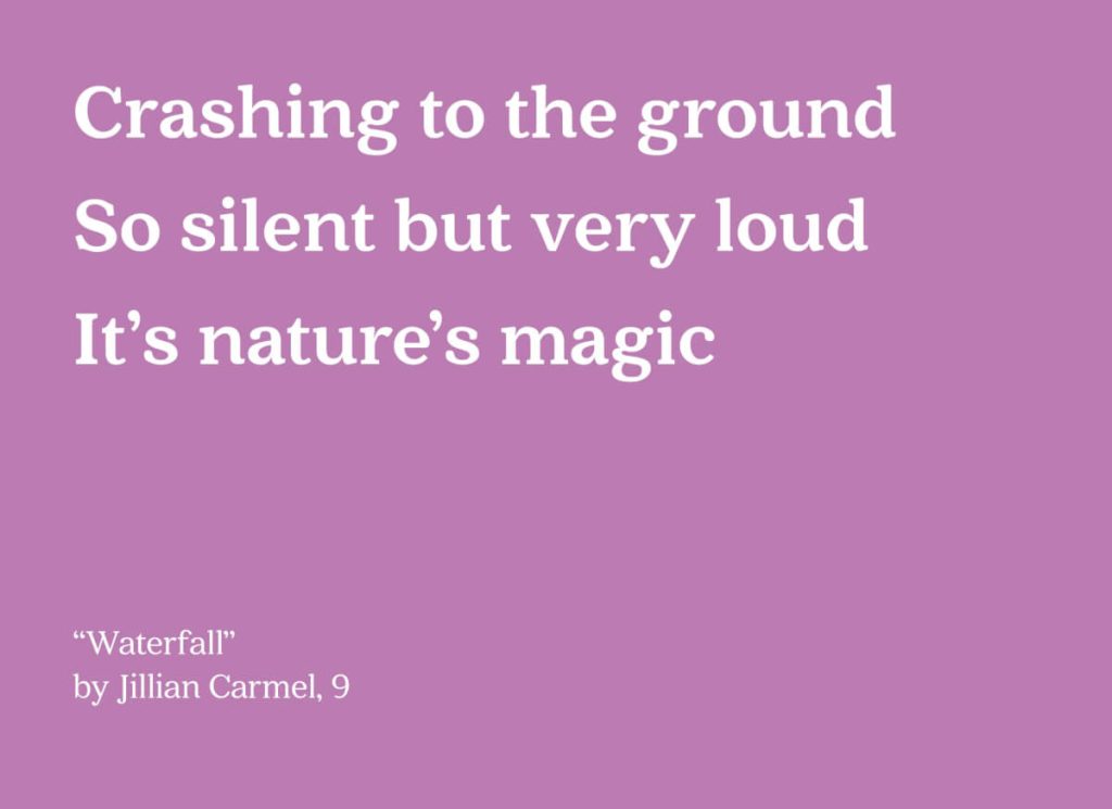 Haiku Poem "Waterfall" by Jillian Carmel, 9